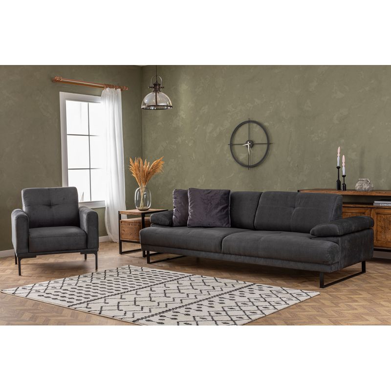 Casa si Gradina - Mobilier - Canapele si coltare - Canapele - Canapea extensibila 3 locuri, Hanah Home, material textil, antracit, 239x99x83 cm - Infinity.ro