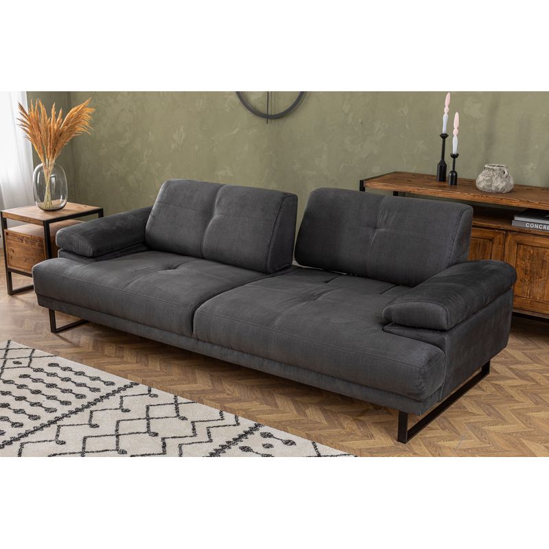 Casa si Gradina - Mobilier - Canapele si coltare - Canapele - Canapea extensibila 3 locuri, Hanah Home, material textil, antracit, 239x99x83 cm - Infinity.ro