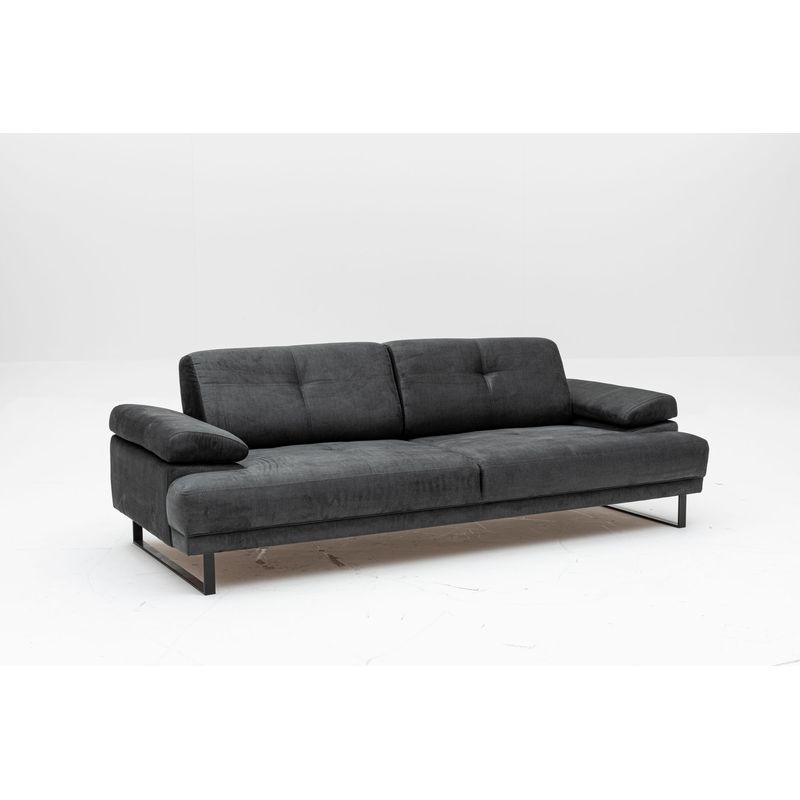 Casa si Gradina - Mobilier - Canapele si coltare - Canapele - Canapea extensibila 3 locuri, Hanah Home, material textil, antracit, 239x99x83 cm - Infinity.ro