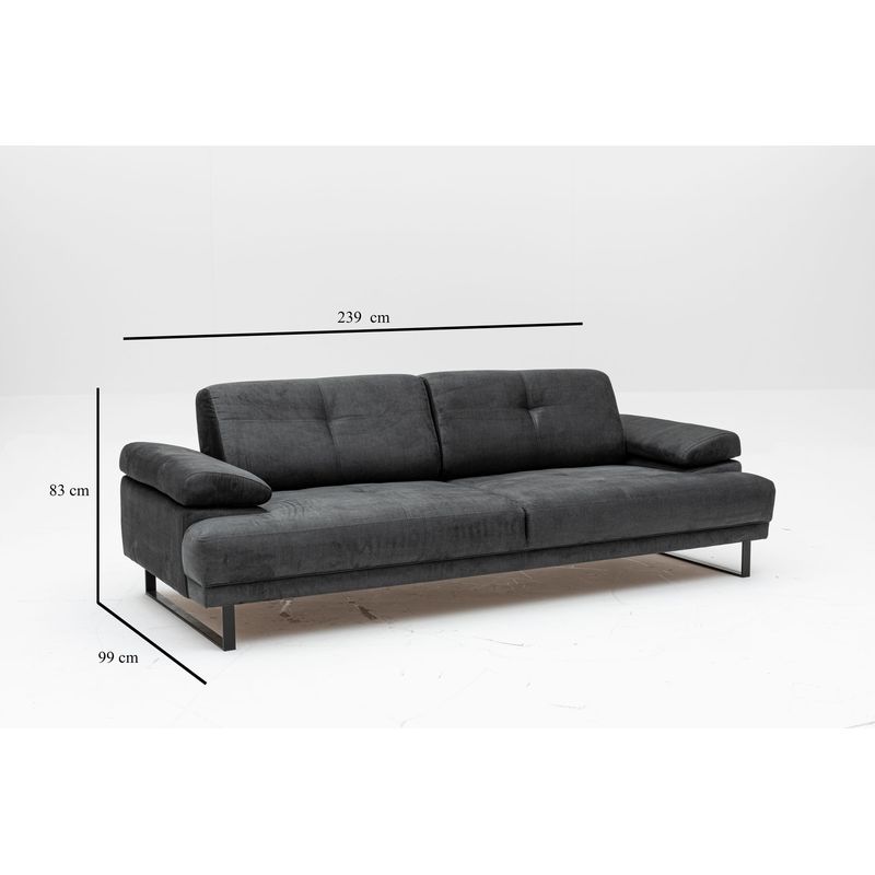 Casa si Gradina - Mobilier - Canapele si coltare - Canapele - Canapea extensibila 3 locuri, Hanah Home, material textil, antracit, 239x99x83 cm - Infinity.ro