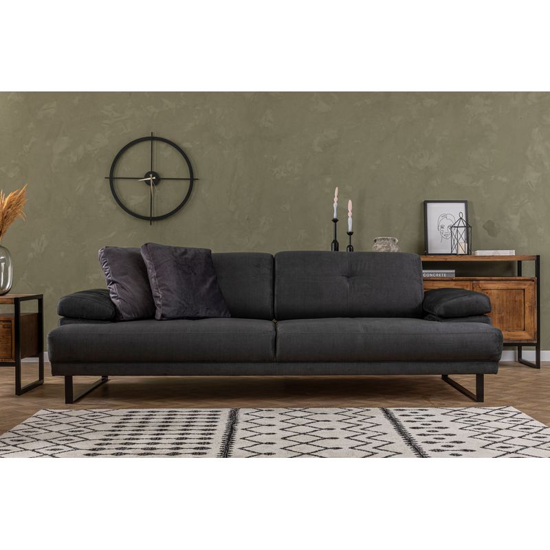 Casa si Gradina - Mobilier - Canapele si coltare - Canapele - Canapea extensibila 3 locuri, Hanah Home, material textil, antracit, 239x99x83 cm - Infinity.ro