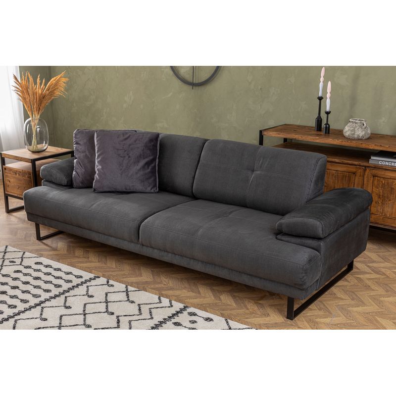 Casa si Gradina - Mobilier - Canapele si coltare - Canapele - Canapea extensibila 3 locuri, Hanah Home, material textil, antracit, 239x99x83 cm - Infinity.ro