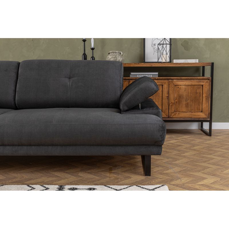 Casa si Gradina - Mobilier - Canapele si coltare - Canapele - Canapea extensibila 3 locuri, Hanah Home, material textil, antracit, 239x99x83 cm - Infinity.ro