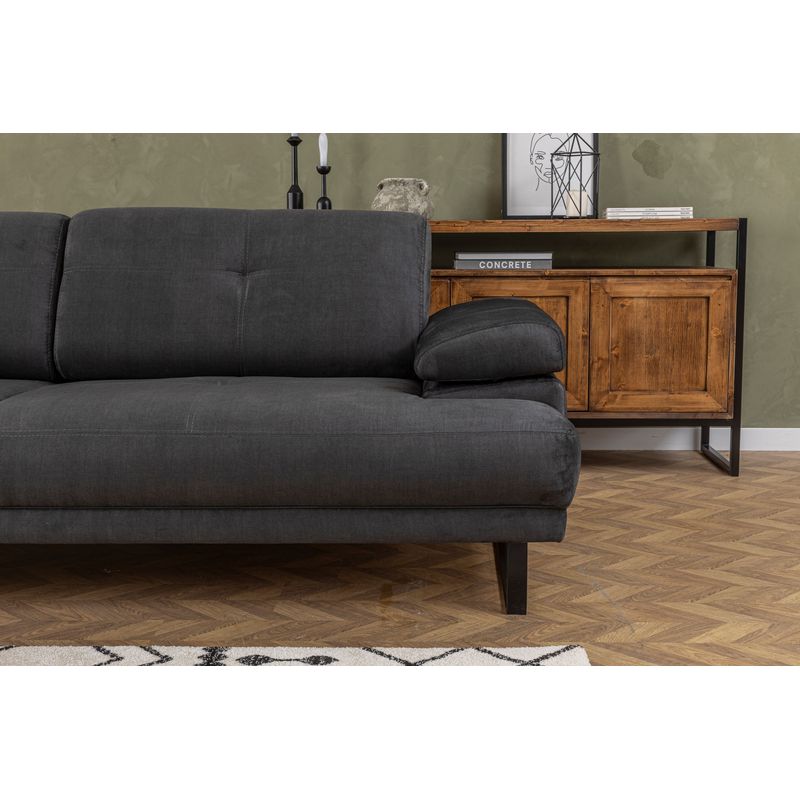 Casa si Gradina - Mobilier - Canapele si coltare - Canapele - Canapea extensibila 3 locuri, Hanah Home, material textil, antracit, 239x99x83 cm - Infinity.ro
