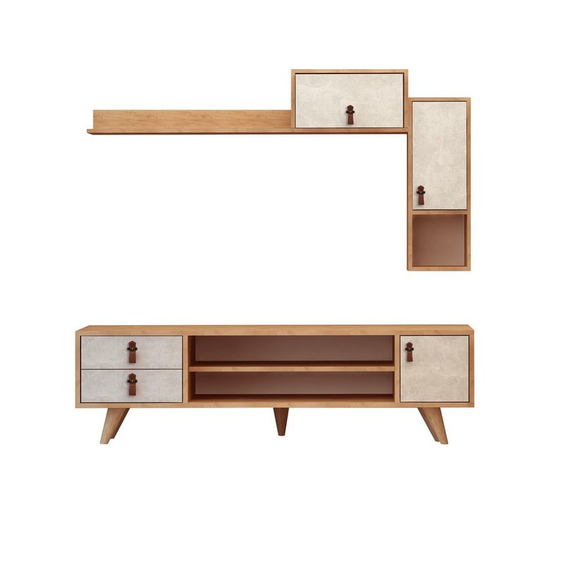 Casa si Gradina - Mobilier - Comode si corpuri - Comode - Comoda tv, Hanah Home, pal melaminat, stejar alb, 140x53x40 cm - Infinity.ro