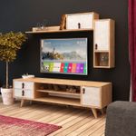 Casa si Gradina - Mobilier - Comode si corpuri - Comode - Comoda tv, Hanah Home, pal melaminat, stejar alb, 140x53x40 cm - Infinity.ro