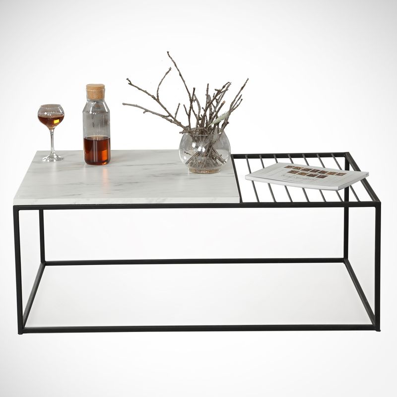 Casa si Gradina - Mobilier - Mese si birouri - Masute de cafea - Masuta de cafea, Hanah Home, pal melaminat, alb negru, 95x55x43 cm, 801CMY2846 - Infinity.ro