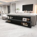 Casa si Gradina - Mobilier - Comode si corpuri - Console - Consola, Hanah Home, pal melaminat si metal, antracit, 180x52x22 cm - Infinity.ro