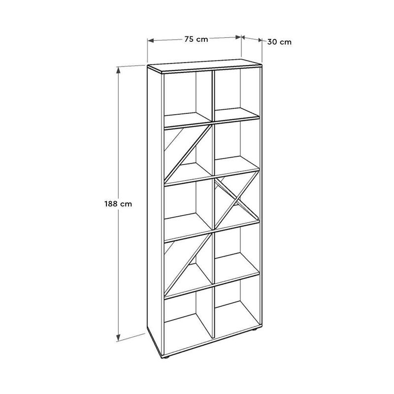 Casa si Gradina - Mobilier - Biblioteci si rafturi - Biblioteci - Biblioteca, Hanah Home, pal melaminat, alb rosu, 75x30x188 cm - Infinity.ro