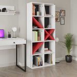 Casa si Gradina - Mobilier - Biblioteci si rafturi - Biblioteci - Biblioteca, Hanah Home, pal melaminat, alb rosu, 75x30x188 cm - Infinity.ro