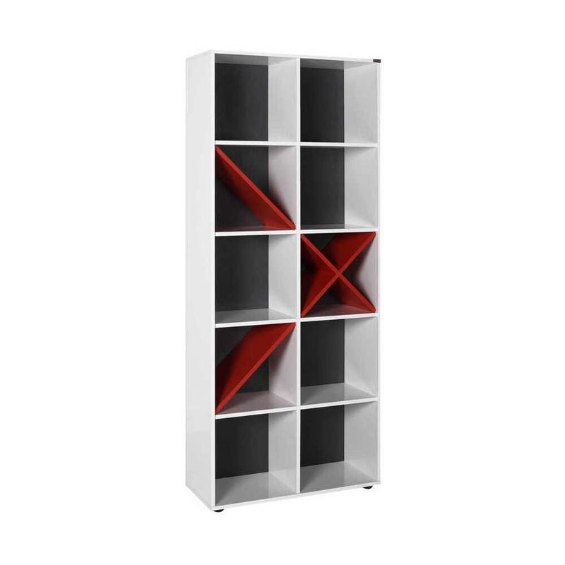 Casa si Gradina - Mobilier - Biblioteci si rafturi - Biblioteci - Biblioteca, Hanah Home, pal melaminat, alb rosu, 75x30x188 cm - Infinity.ro