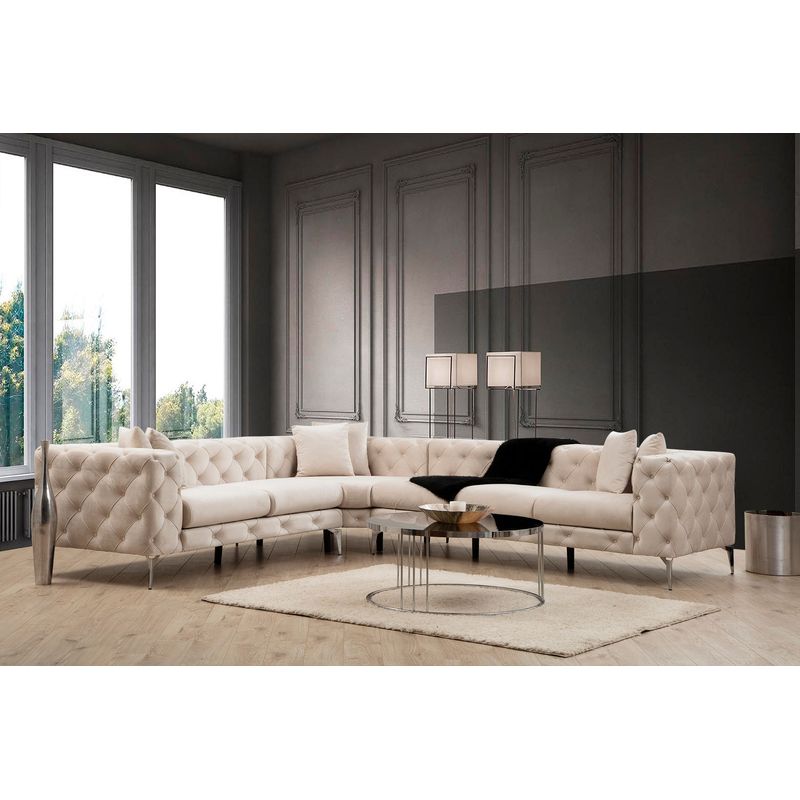 Casa si Gradina - Mobilier - Canapele si coltare - Coltare - Coltar, Hanah Home, stofa, ecru, 310x270x70 cm - Infinity.ro