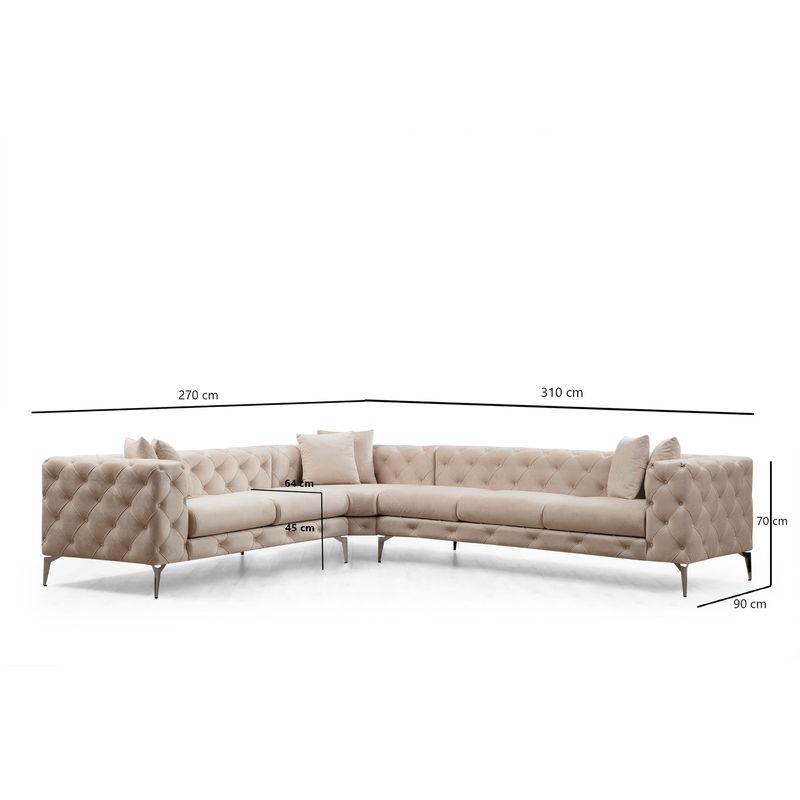 Casa si Gradina - Mobilier - Canapele si coltare - Coltare - Coltar, Hanah Home, stofa, ecru, 310x270x70 cm - Infinity.ro