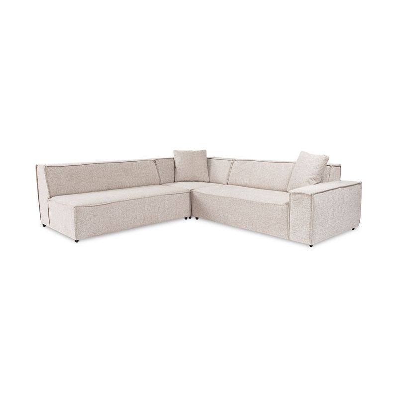 Casa si Gradina - Mobilier - Canapele si coltare - Coltare - Coltar, Hanah Home, cadru lemn de carpen, stofa in, maro deschis, 240x265x70 cm - Infinity.ro