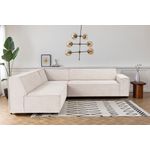 Casa si Gradina - Mobilier - Canapele si coltare - Coltare - Coltar, Hanah Home, cadru lemn de carpen, stofa in, maro deschis, 240x265x70 cm - Infinity.ro