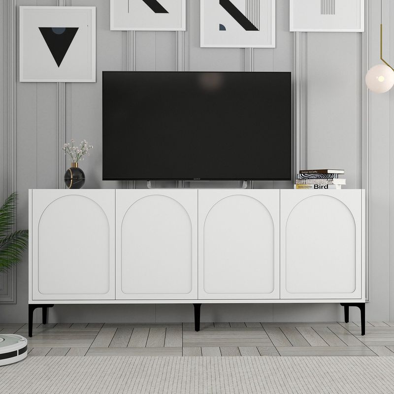 Casa si Gradina - Mobilier - Comode si corpuri - Console - Consola, Hanah Home, pal melaminat, alb si negru, 180x35x79 cm - Infinity.ro