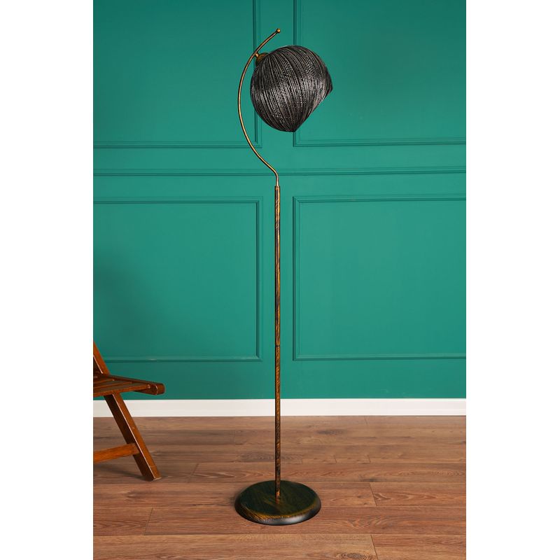 Casa si Gradina - Corpuri si surse de iluminat - Veioze si lampi - Lampadare - Lampadar, Opviq, metal, negru, abajur iuta, 165 cm - Infinity.ro