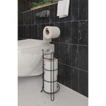 Casa si Gradina - Sanitare - Suporturi si accesorii baie - Suporturi baie - Suport hartie igienica, Hermia, metal, negru, 15x15x55 cm - Infinity.ro
