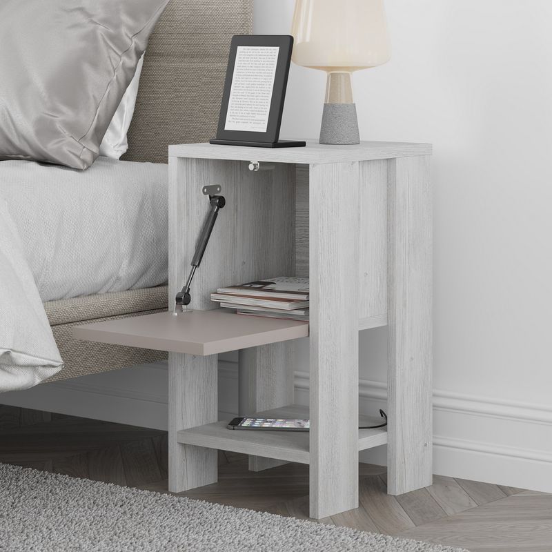 Casa si Gradina - Mobilier - Comode si corpuri - Noptiere - Noptiera, Hanah Home, pal melaminat, alb si moka deschis, 30x30x55 cm - Infinity.ro