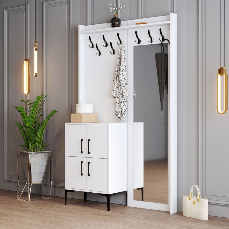 Casa si Gradina - Mobilier - Organizare si depozitare - Cuiere - Cuier hol, Hanah Home, pal melaminat, alb, 120x35x200 cm, 845HCT4228 - Infinity.ro