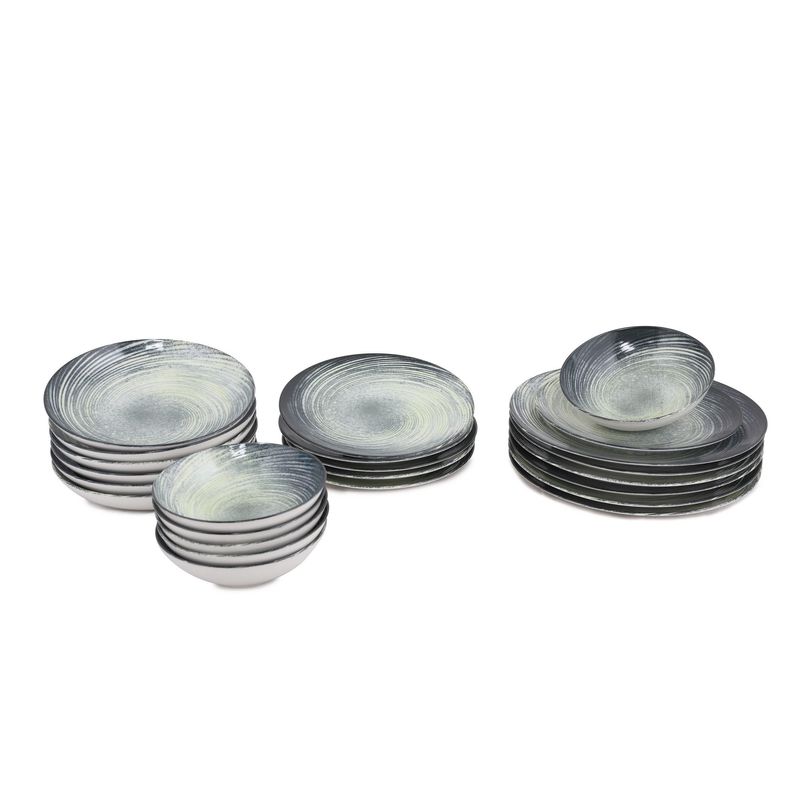 Casa si Gradina - Bucatarie si vesela - Vesela si tacamuri - Servicii de masa - Serviciu de masa 24 piese, Hermia, portelan, crem verde negru - Infinity.ro