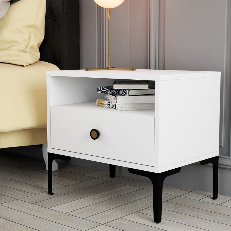 Casa si Gradina - Mobilier - Comode si corpuri - Noptiere - Noptiera, Hanah Home, pal melaminat, alb, 56x40x50.8 cm - Infinity.ro