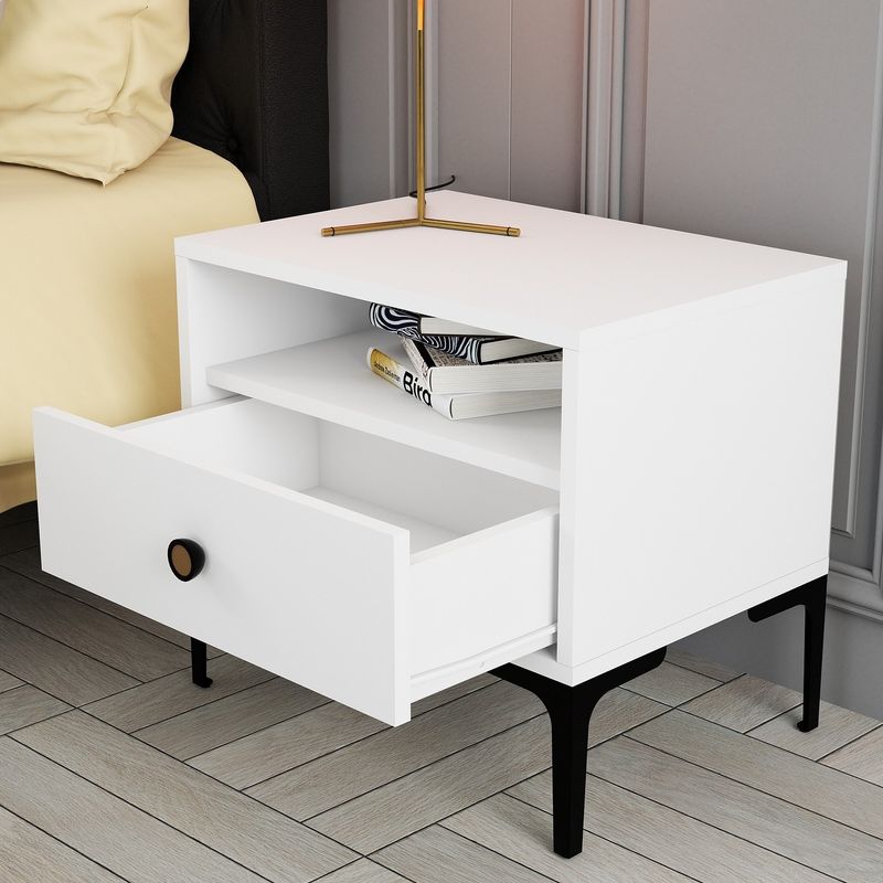 Casa si Gradina - Mobilier - Comode si corpuri - Noptiere - Noptiera, Hanah Home, pal melaminat, alb, 56x40x50.8 cm - Infinity.ro
