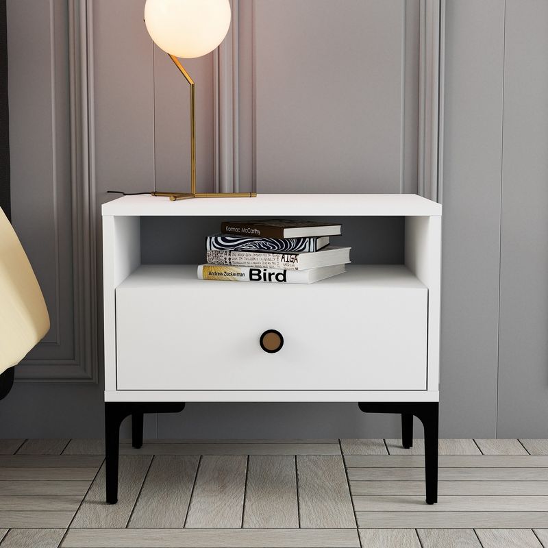 Casa si Gradina - Mobilier - Comode si corpuri - Noptiere - Noptiera, Hanah Home, pal melaminat, alb, 56x40x50.8 cm - Infinity.ro