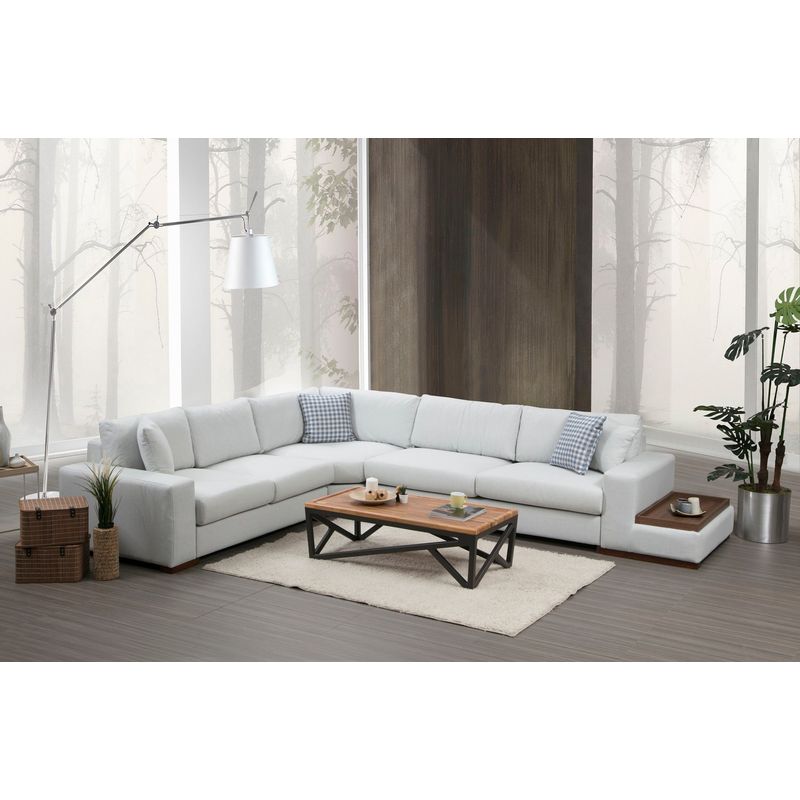 Casa si Gradina - Mobilier - Canapele si coltare - Coltare - Coltar, Hanah Home, lemn fag si pal, alb, 282x363x95 cm - Infinity.ro