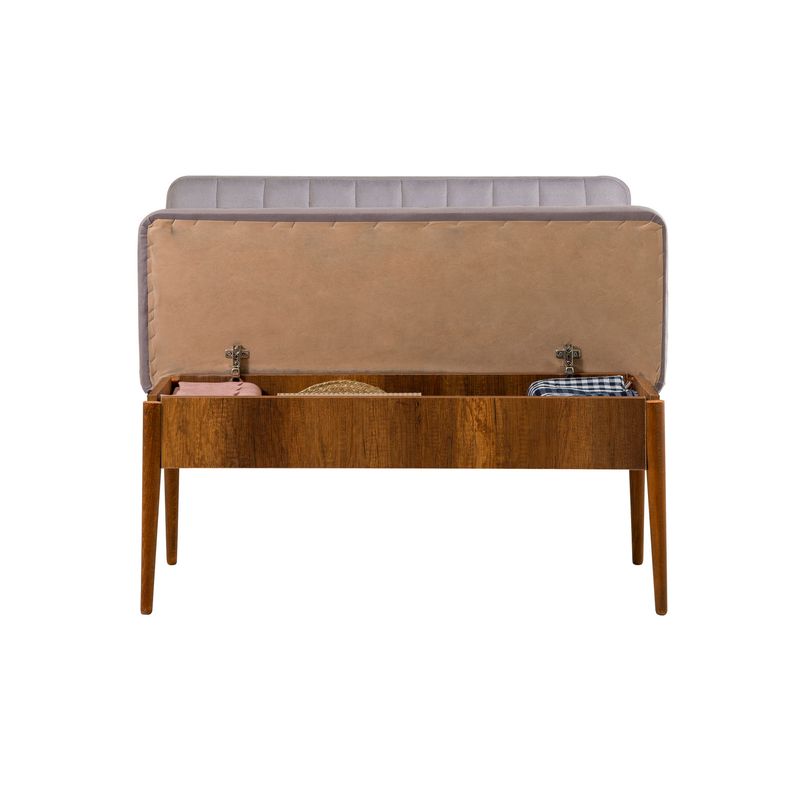 Casa si Gradina - Mobilier - Organizare si depozitare - Bancute - Banca cu spatiu de depozitare, Hanah Home, panou aglomerat melaminat, catifea, nuc soho, 110x85x40 cm - Infinity.ro