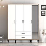 Casa si Gradina - Mobilier - Dulapuri si sifoniere - Sifoniere - Sifonier, Hanah Home, pal melaminat, nuc si alb, 160x47.5x201.4 cm, 845HCT5495 - Infinity.ro