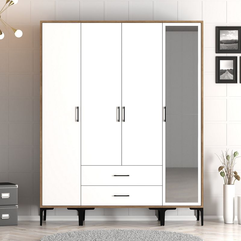 Casa si Gradina - Mobilier - Dulapuri si sifoniere - Sifoniere - Sifonier, Hanah Home, pal melaminat, nuc si alb, 160x47.5x201.4 cm, 845HCT5495 - Infinity.ro