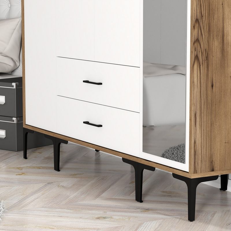 Casa si Gradina - Mobilier - Dulapuri si sifoniere - Sifoniere - Sifonier, Hanah Home, pal melaminat, nuc si alb, 160x47.5x201.4 cm, 845HCT5495 - Infinity.ro
