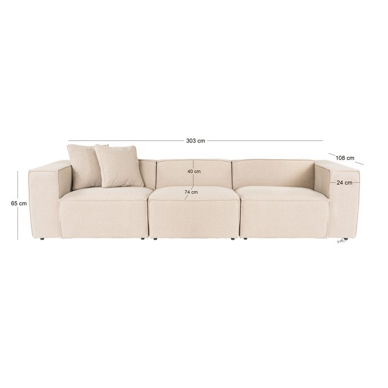 Casa si Gradina - Mobilier - Canapele si coltare - Canapele - Canapea 3 locuri, Hanah Home, in, piersica, 303x108x65 cm - Infinity.ro