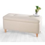 Casa si Gradina - Mobilier - Canapele si coltare - Banchete - Puf cu spatiu de depozitare, Atelier Del Sofa, bumbac si in, crem, 100x45x41 cm - Infinity.ro