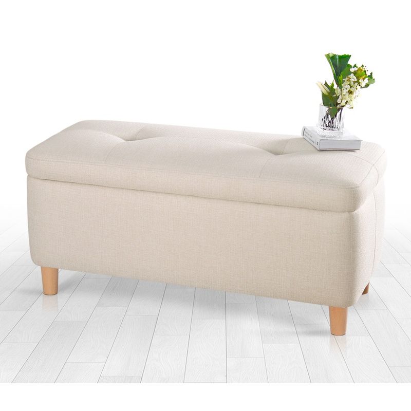 Casa si Gradina - Mobilier - Canapele si coltare - Banchete - Puf cu spatiu de depozitare, Atelier Del Sofa, bumbac si in, crem, 100x45x41 cm - Infinity.ro