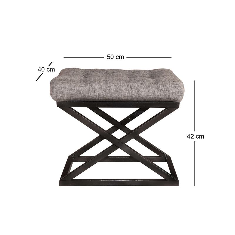 Casa si Gradina - Mobilier - Scaune si fotolii - Tabureti - Taburet, Atelier Del Sofa, metal, poliester, negru, gri, 50x42x40 cm, 383EVN1174 - Infinity.ro
