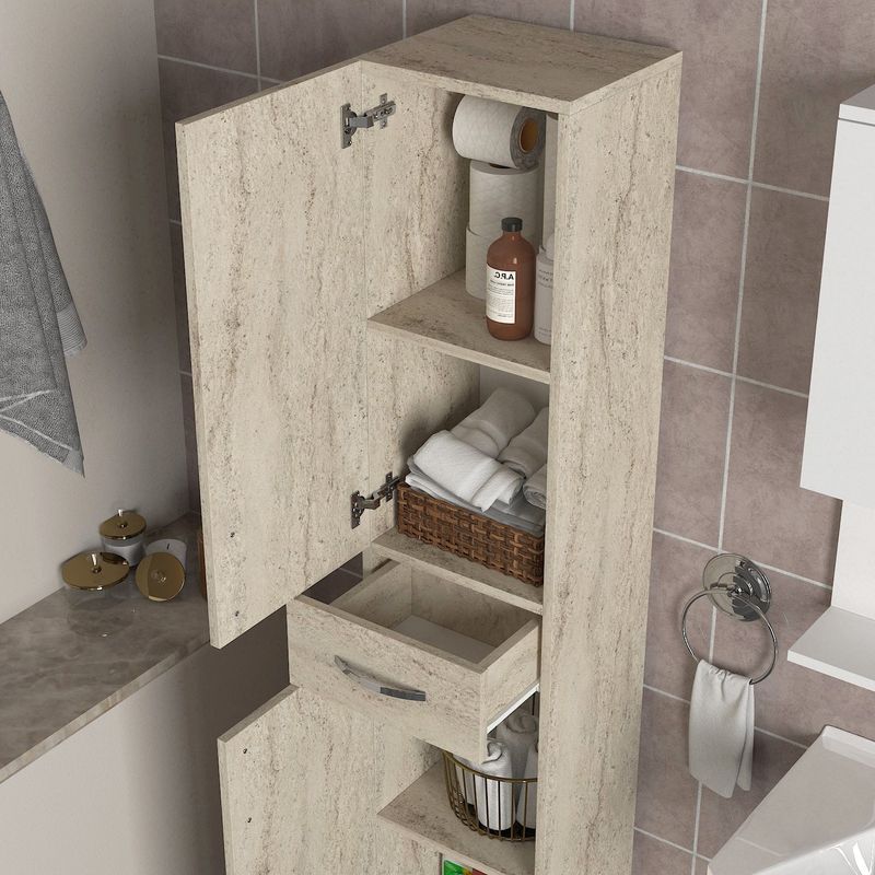 Casa si Gradina - Mobilier - Mobilier baie - Corpuri baie - Dulap baie, Hanah Home, pal melaminat, travertin, 35x31.3x179 cm - Infinity.ro