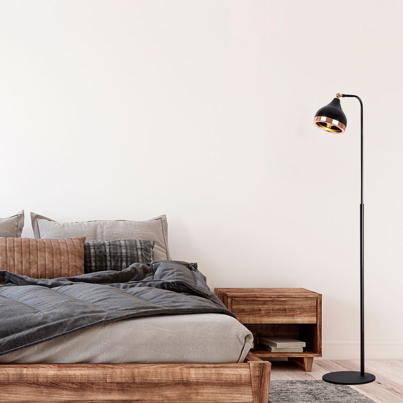 Casa si Gradina - Corpuri si surse de iluminat - Veioze si lampi - Lampadare - Lampadar, Opviq, metal, negru cupru, 40x28x150 cm - Infinity.ro