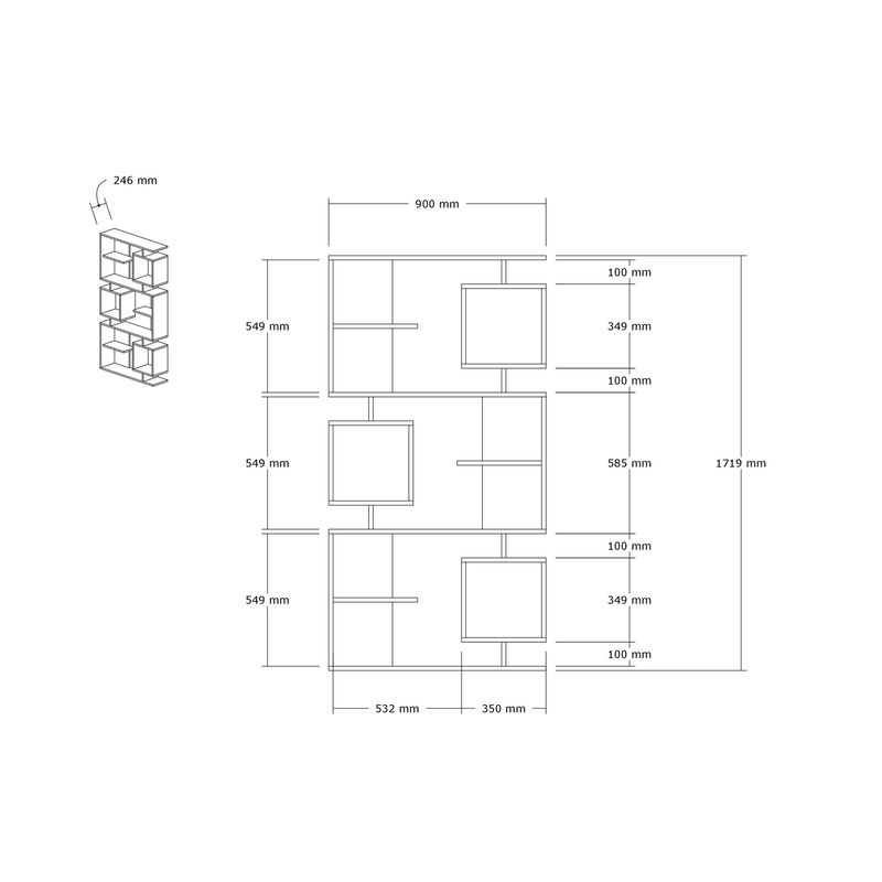 Casa si Gradina - Mobilier - Biblioteci si rafturi - Biblioteci - Biblioteca, Hanah Home, pal melaminat, pin atlantic, antracit, 90x24.6x171.9 cm - Infinity.ro