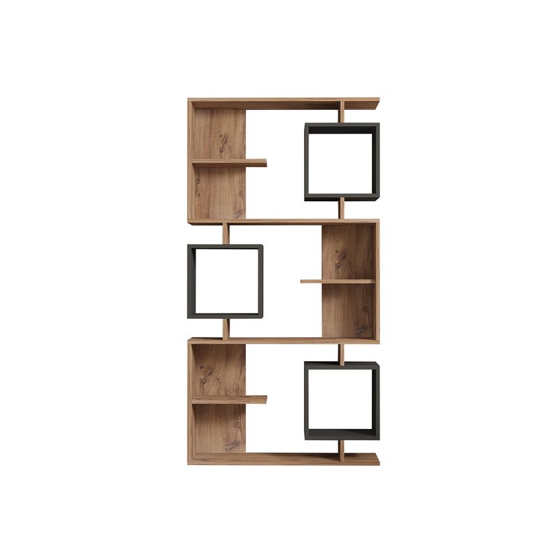 Casa si Gradina - Mobilier - Biblioteci si rafturi - Biblioteci - Biblioteca, Hanah Home, pal melaminat, pin atlantic, antracit, 90x24.6x171.9 cm - Infinity.ro