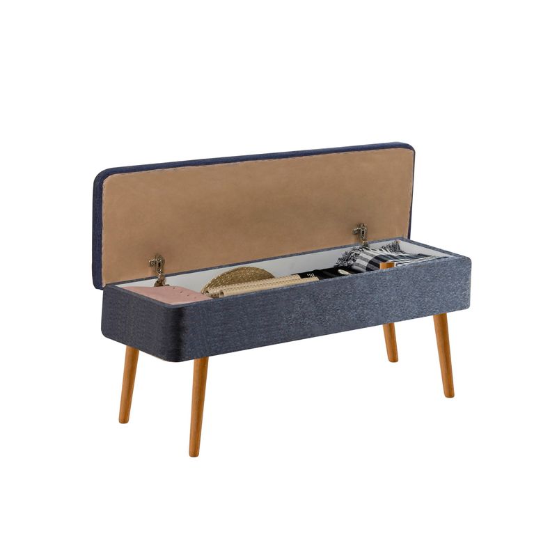 Casa si Gradina - Mobilier - Canapele si coltare - Banchete - Banca, Hanah Home, pal melaminat, pin atlantic si albastru inchis, 110x40x50 cm - Infinity.ro