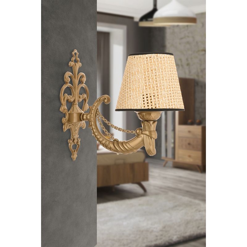 Casa si Gradina - Corpuri si surse de iluminat - Plafoniere, aplice si spoturi - Aplica de perete, Opviq, metal, natural auriu, 24x26 cm, 390FLH2344 - Infinity.ro