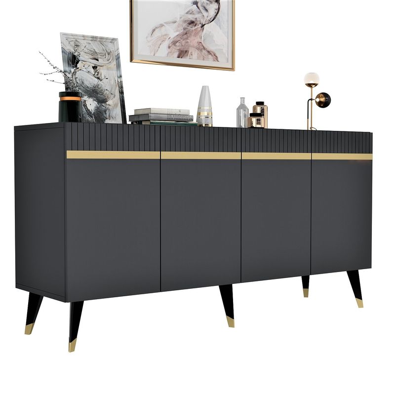 Casa si Gradina - Mobilier - Comode si corpuri - Console - Consola, Hanah Home, pal melaminat, antracit si auriu, 150x40x80 cm, 475OLV1739 - Infinity.ro