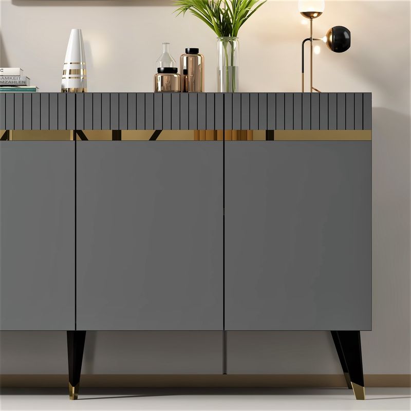 Casa si Gradina - Mobilier - Comode si corpuri - Console - Consola, Hanah Home, pal melaminat, antracit si auriu, 150x40x80 cm, 475OLV1739 - Infinity.ro