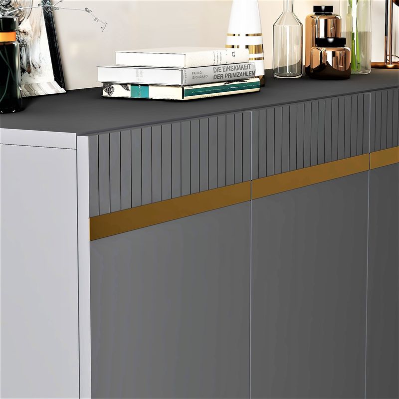 Casa si Gradina - Mobilier - Comode si corpuri - Console - Consola, Hanah Home, pal melaminat, antracit si auriu, 150x40x80 cm, 475OLV1739 - Infinity.ro