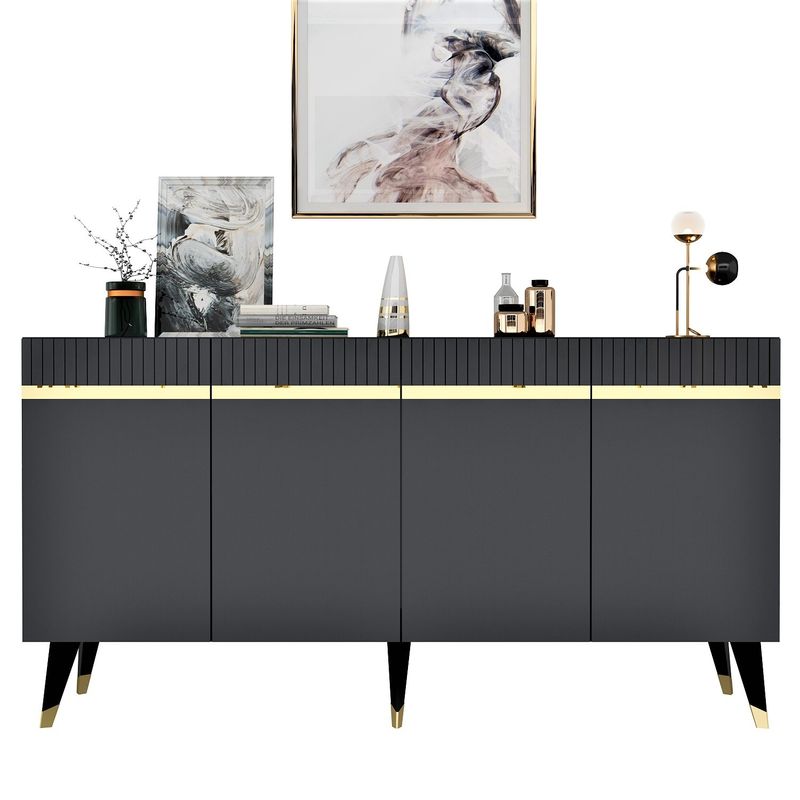Casa si Gradina - Mobilier - Comode si corpuri - Console - Consola, Hanah Home, pal melaminat, antracit si auriu, 150x40x80 cm, 475OLV1739 - Infinity.ro