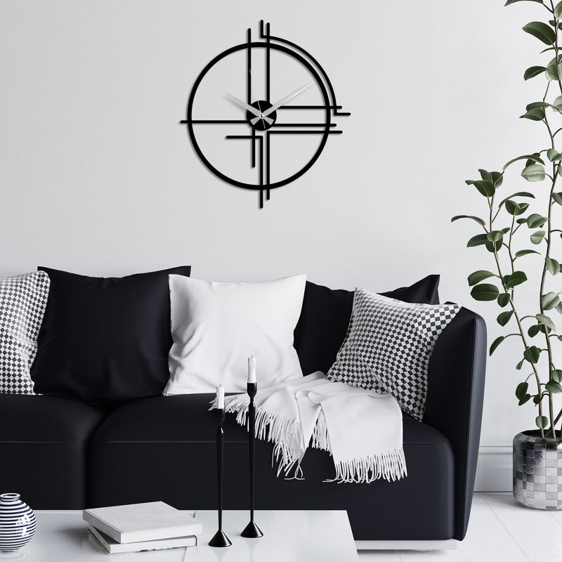 Casa si Gradina - Decoratiuni - Ceasuri - Ceas de perete decorativ, Wallxpert, metal, negru, 49x44 cm - Infinity.ro