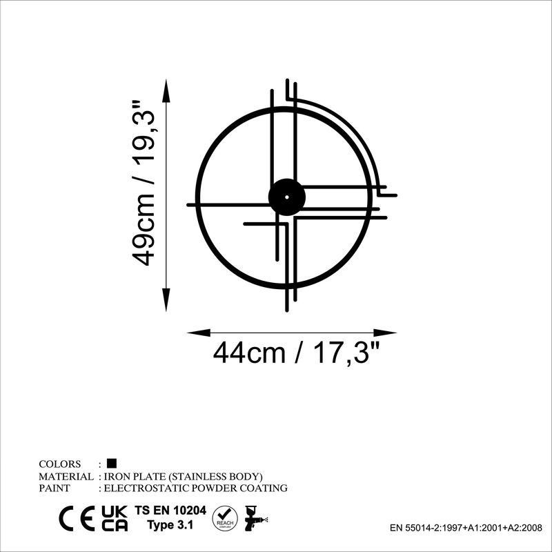 Casa si Gradina - Decoratiuni - Ceasuri - Ceas de perete decorativ, Wallxpert, metal, negru, 49x44 cm - Infinity.ro