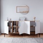 Casa si Gradina - Mobilier - Comode si corpuri - Console - Consola, Hanah Home, pal melaminat, stejar si alb, 180x40x79 cm - Infinity.ro